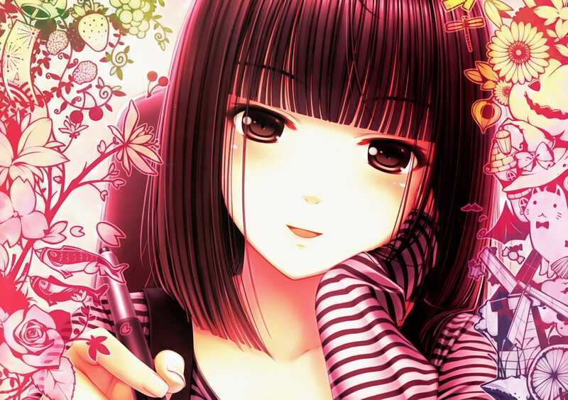 anime girl with flowers