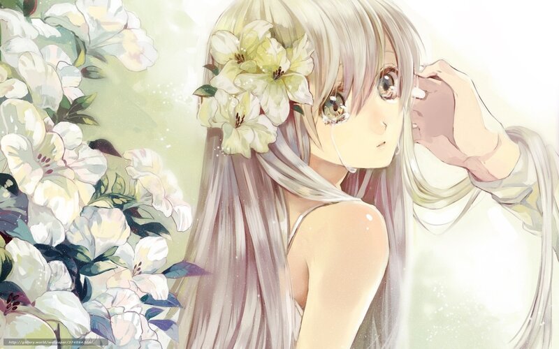 Anime girl with flowers