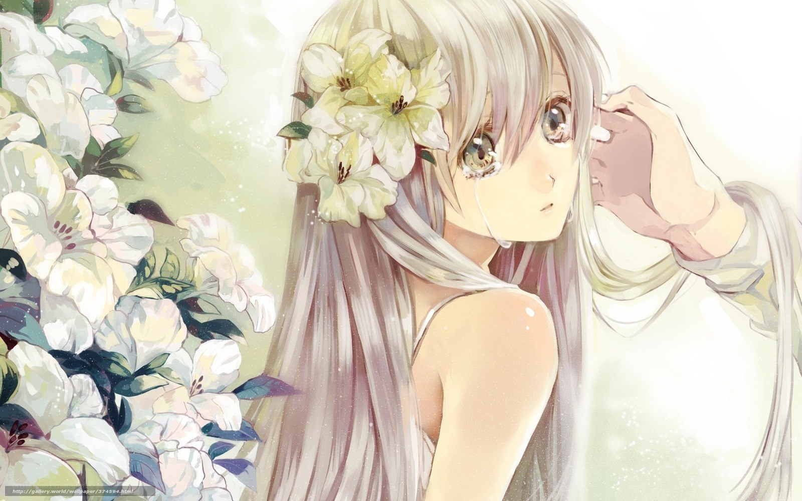 Anime girl with flowers