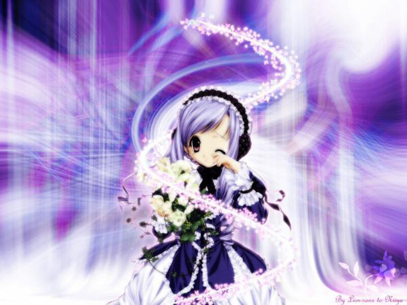 anime girl with flowers