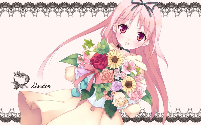 Anime girl with flowers