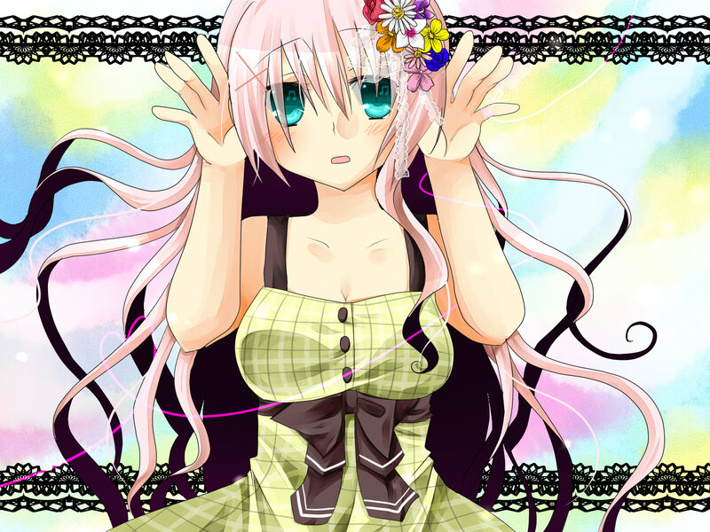 anime girl with flowers