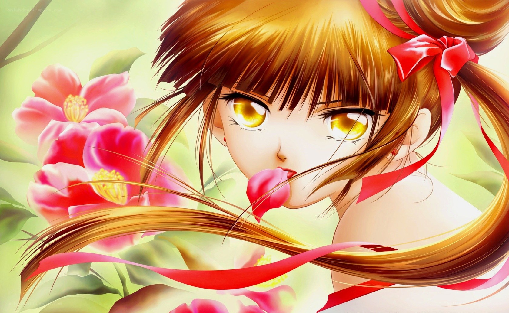 Anime girl with flowers