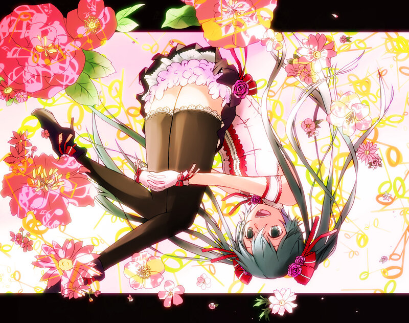 anime girl with flowers