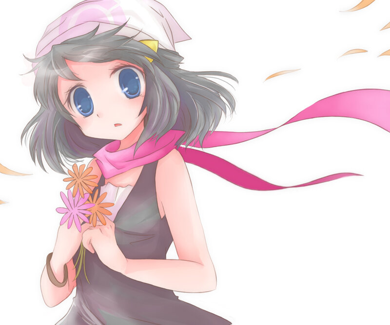 anime girl with flowers