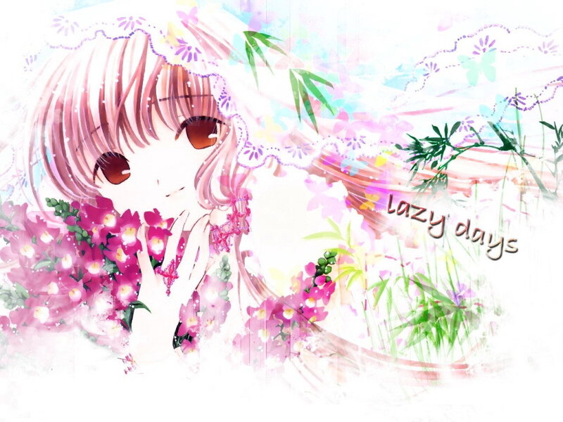 anime girl with flowers