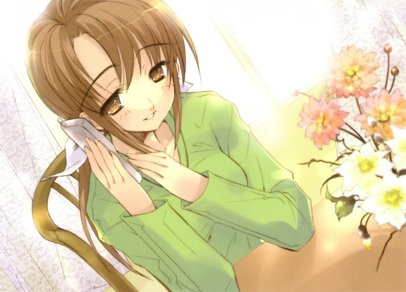 Anime girl with flowers