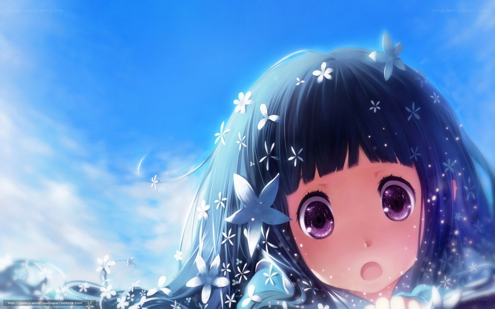 Anime girl with flowers