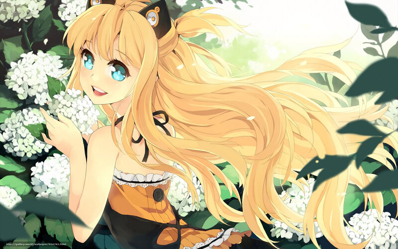 Anime girl with flowers