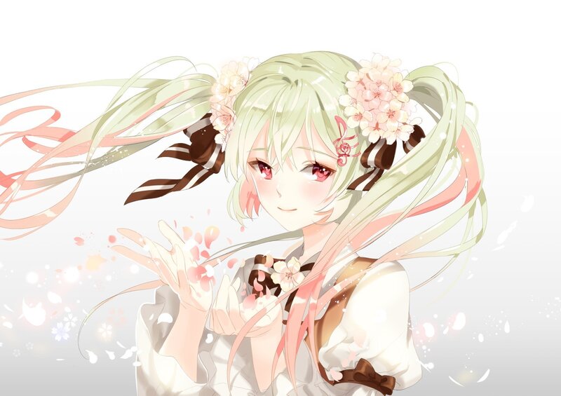 anime girl with flowers