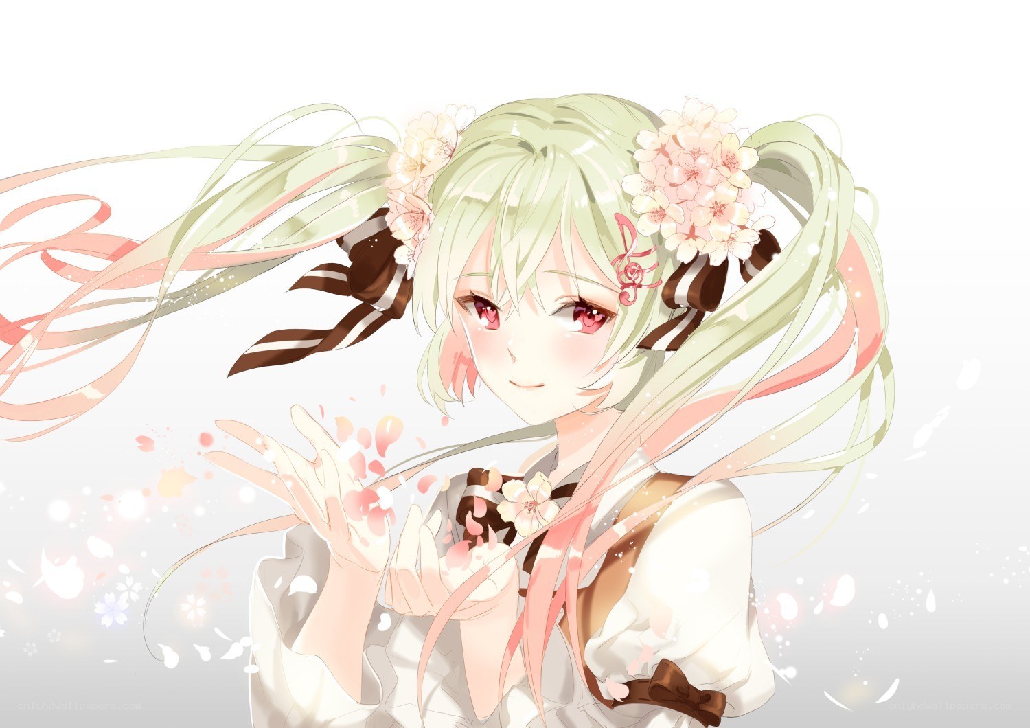 anime girl with flowers