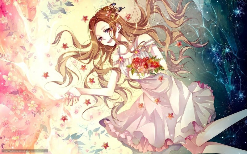 Anime girl with flowers