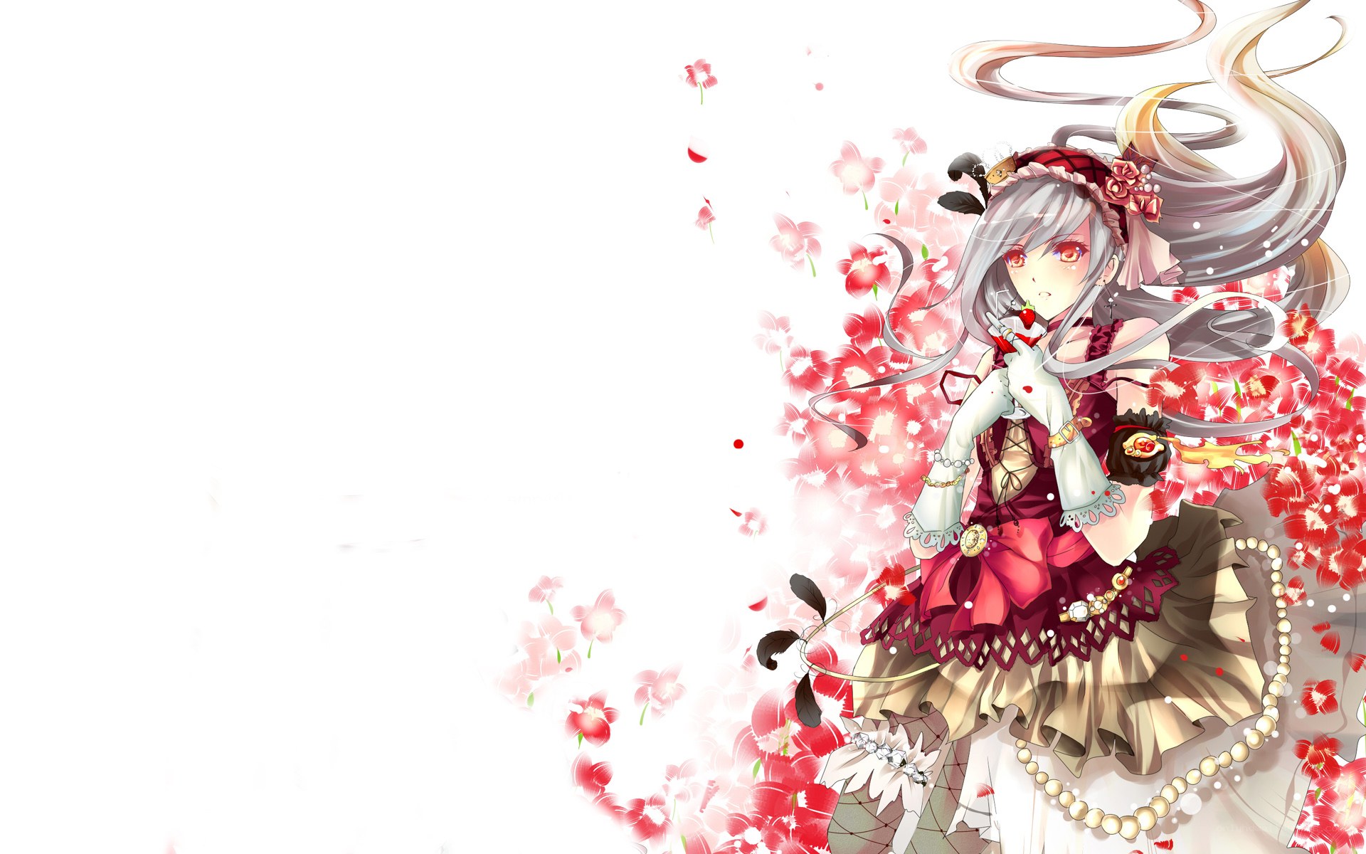 anime girl with flowers