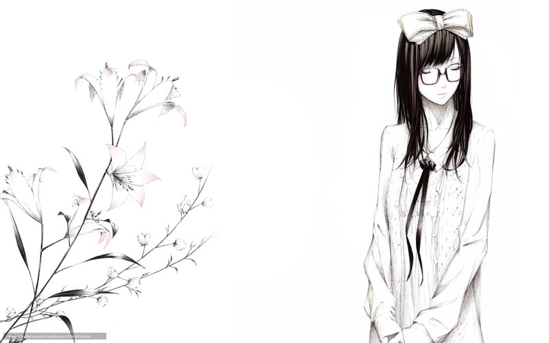 anime girl with flowers