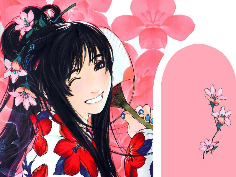 anime girl with flowers