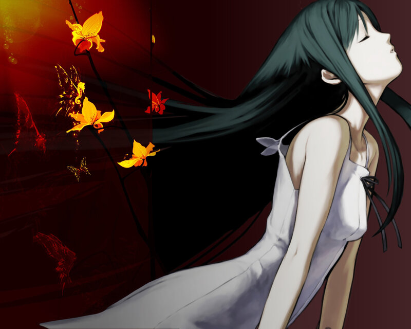 anime girl with flowers