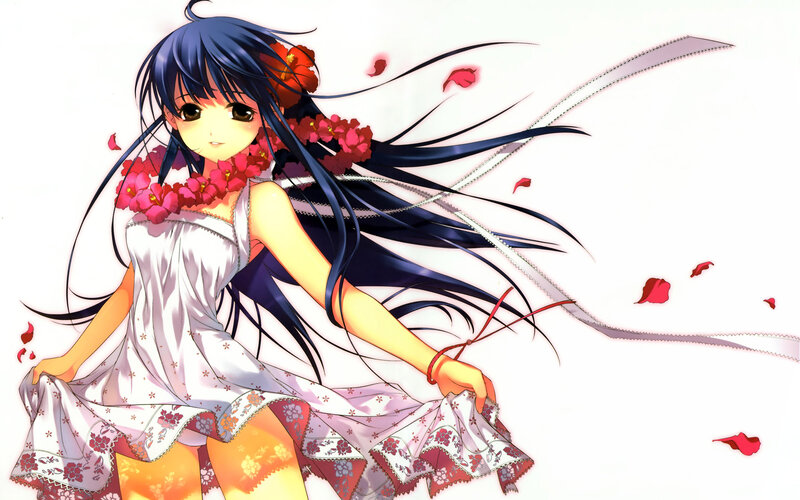 anime girl with flowers