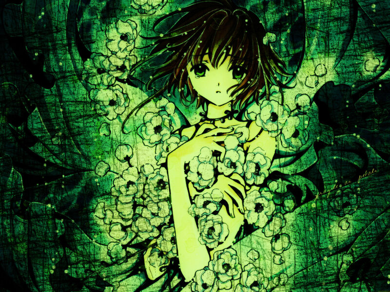 anime girl with flowers