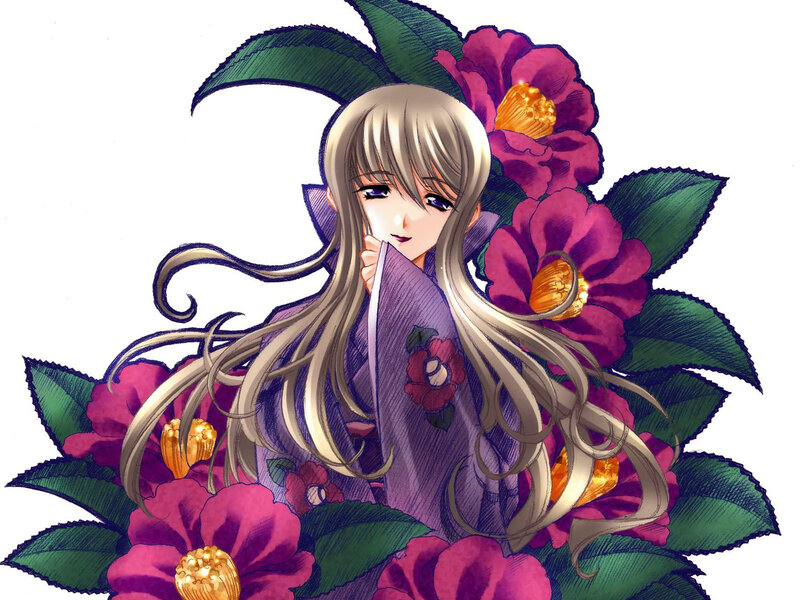 anime girl with flowers
