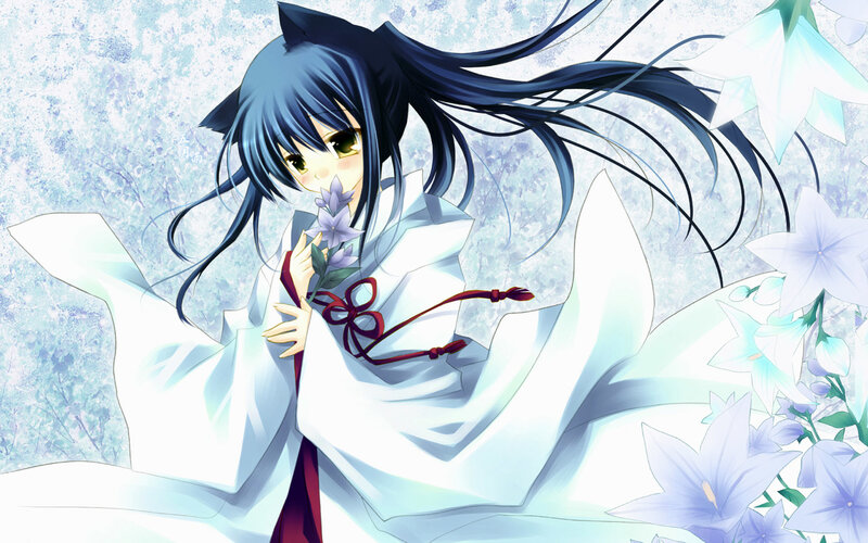 anime girl with flowers