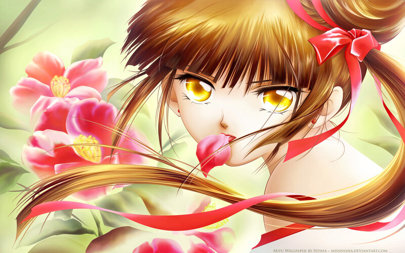Anime girl with flowers