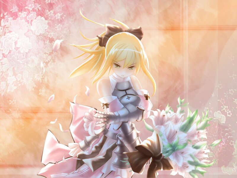 anime girl with flowers
