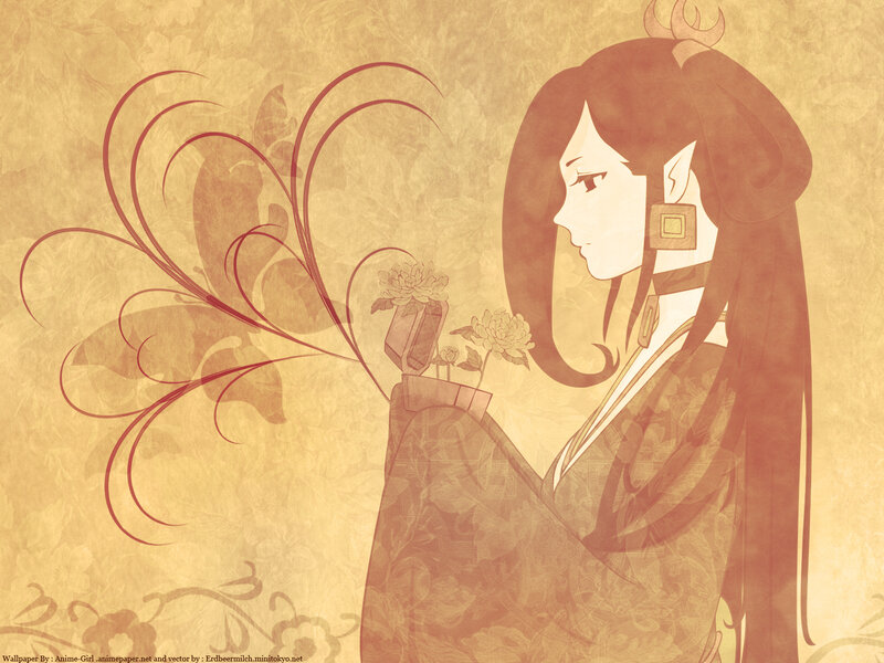 anime girl with flowers