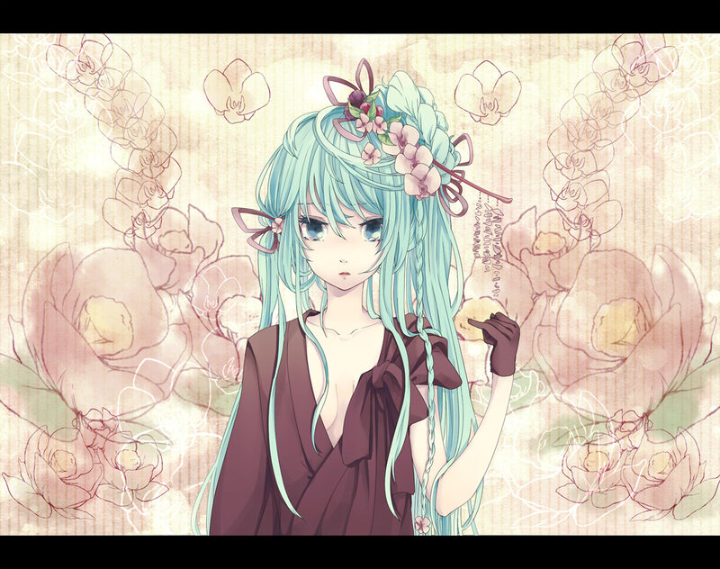anime girl with flowers
