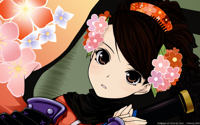 anime girl with flowers