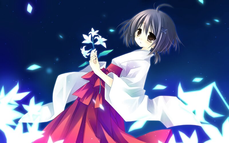 anime girl with flowers