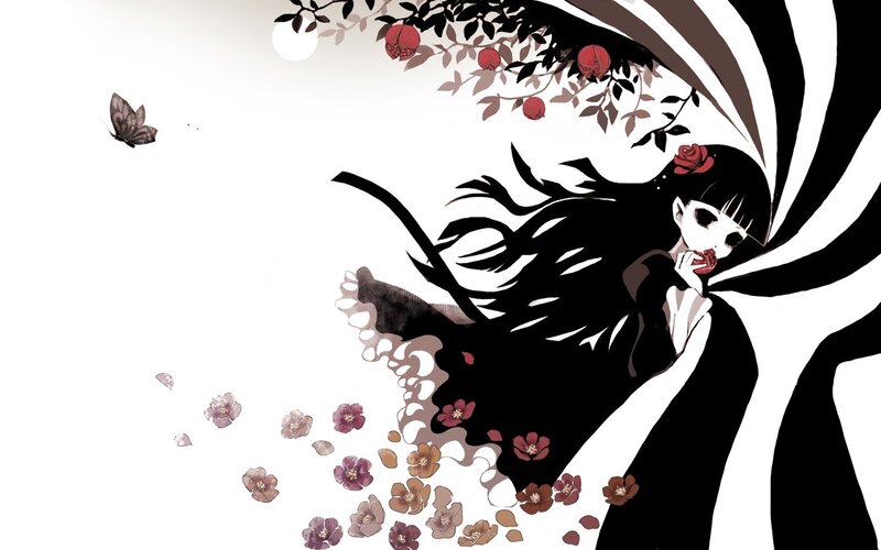 anime girl with flowers