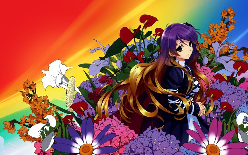 anime girl with flowers