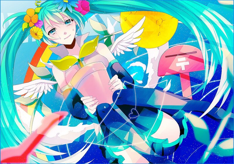 Anime girl with flowers and wings