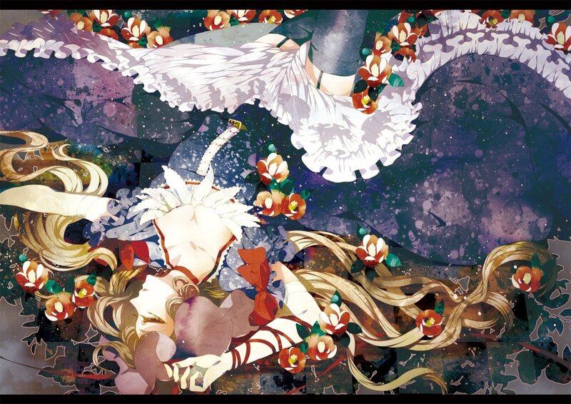 Anime girl with flowers and wings