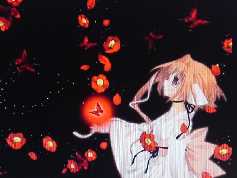 Anime Girl with Flowers — Black, Serene