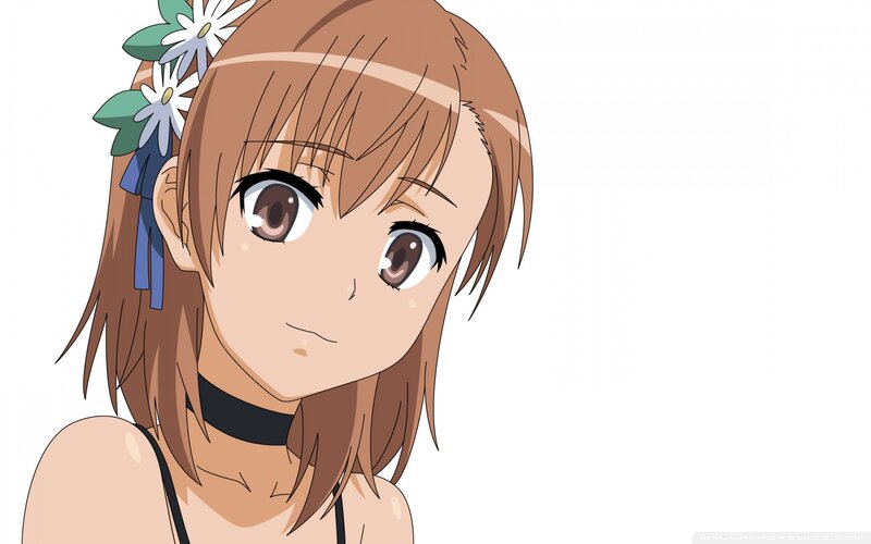 Anime Girl with Flowers — Brown, Calm