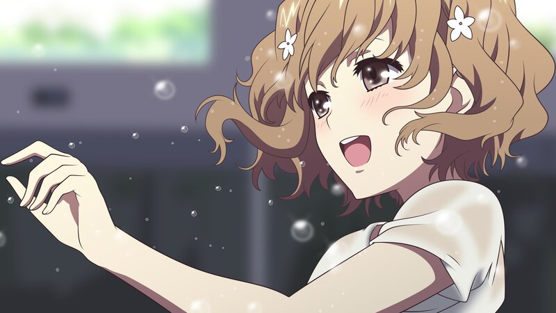 Anime Girl with Flowers — Brown, Playful