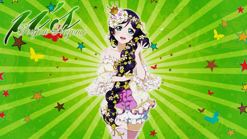 Anime Girl with Flowers — Green, Cheerful, Crown