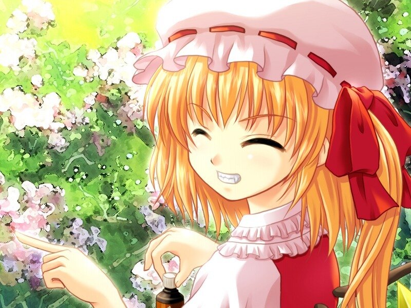 Anime Girl with Flowers — Orange