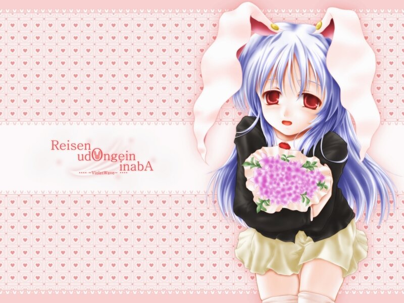 Anime Girl with Flowers — Pink, Cute