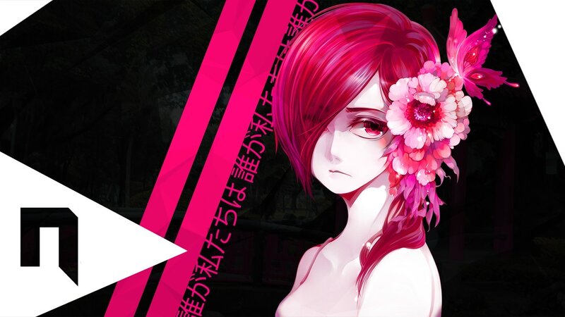 Anime Girl with Flowers — Pink, Dramatic