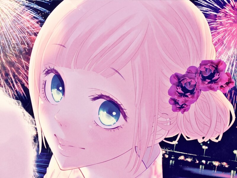 Anime Girl with Flowers — Pink, Festive