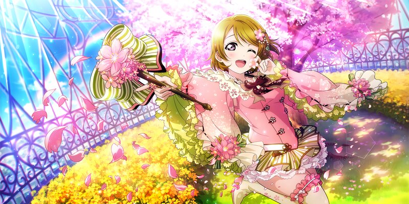 Anime Girl with Flowers — Pink, Joyful, Spring