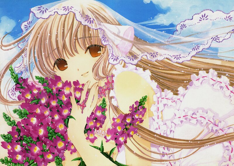 Anime Girl with Flowers — Purple, Serene, Spring, Manga