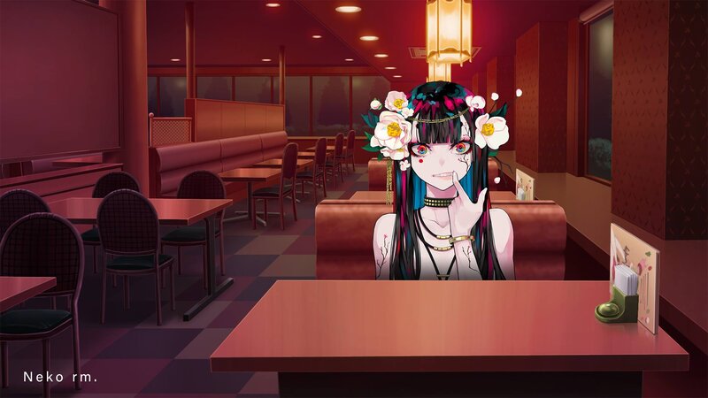 Anime Girl with Flowers — Red, Calm, Night