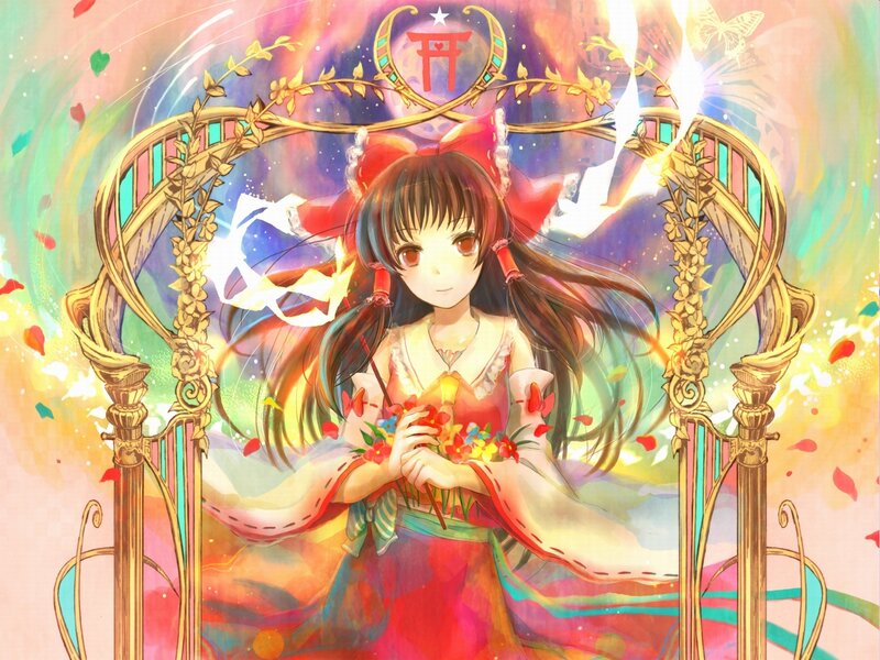 Anime Girl with Flowers — Red, Magical