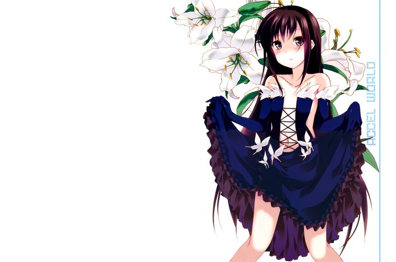 Anime Girl with Flowers — White, Calm, Manga