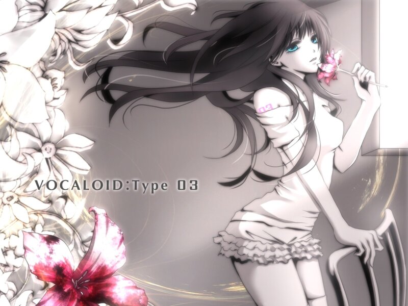 Anime Girl with Flowers — White, Dramatic, Digital Art