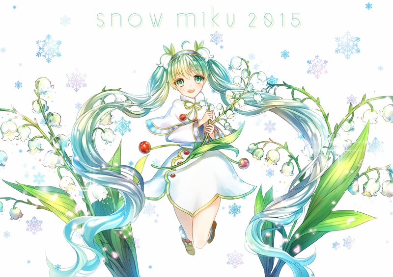 Anime Girl with Flowers — White, Festive