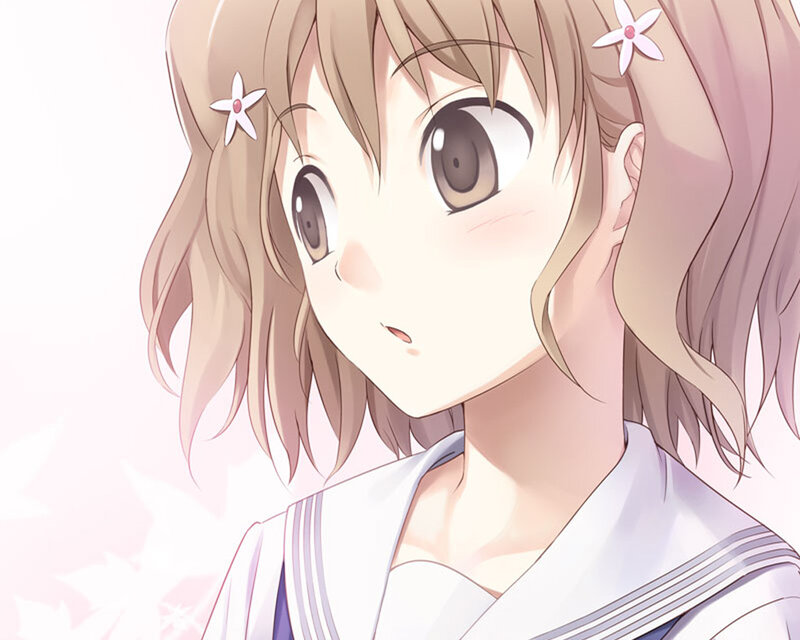Anime Girl with Flowers — White, Innocent